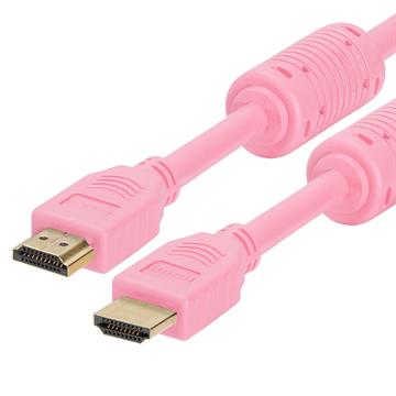 28 AWG High Speed HDMI Cable With Ferrite Cores - 1.5 Feet Pink
