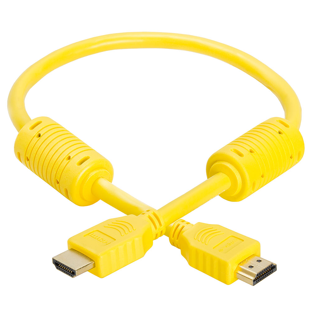 28 AWG High Speed HDMI Cable With Ferrite Cores - 1.5Feet Yellow