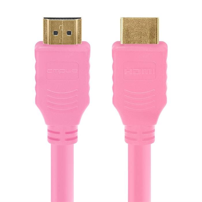 Cmple - HDMI Cable 1.5FT High Speed HDTV Ultra-HD (UHD) 3D, 4K @60Hz, 18Gbps 28AWG HDMI Cord Audio Return 1.5 Feet Pink