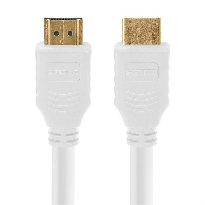 Cmple - HDMI Cable 1.5FT High Speed HDTV Ultra-HD (UHD) 3D, 4K @60Hz, 18Gbps 28AWG HDMI Cord Audio Return 1.5 Feet White