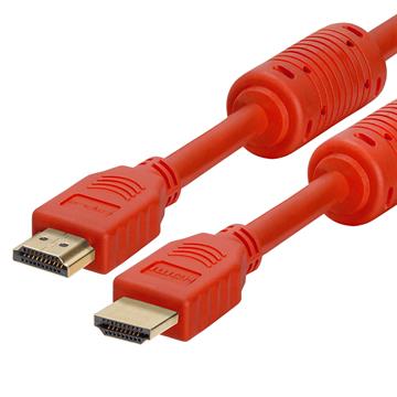28 AWG High Speed HDMI Cable With Ferrite Cores - 1.5 Feet Red