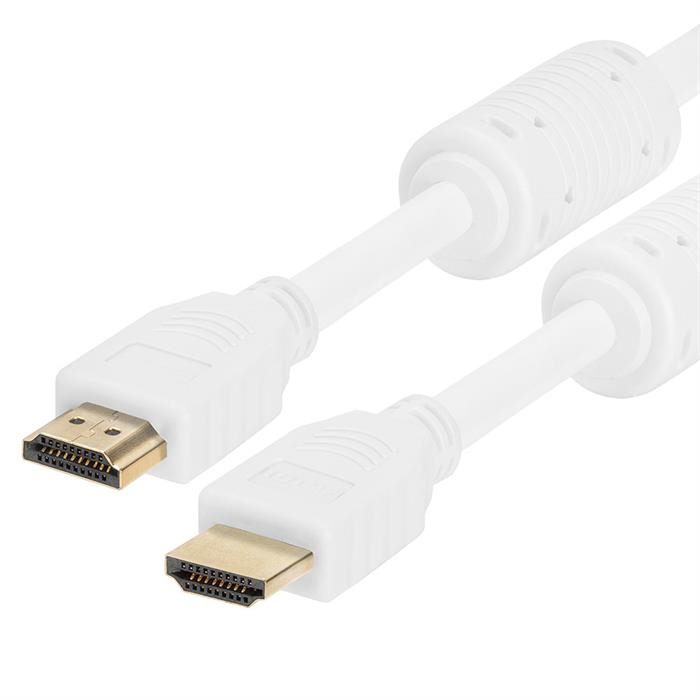 28 AWG High Speed HDMI Cable With Ferrite Cores - 10 Feet White
