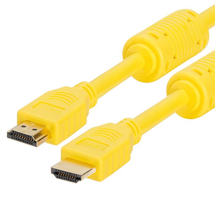 28 AWG High Speed HDMI Cable With Ferrite Cores - 10 Feet Yellow