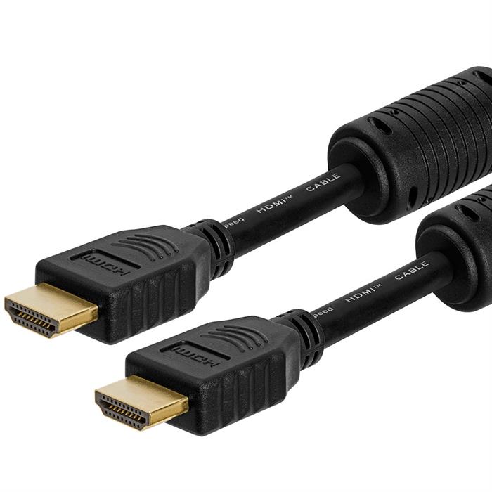 28 AWG High Speed HDMI Cable With Ferrite Cores - 15 Feet Black