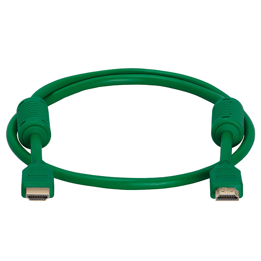 28 Wire Gauge High Speed HDMI Cable With Ferrite Cores - 3 ft Green