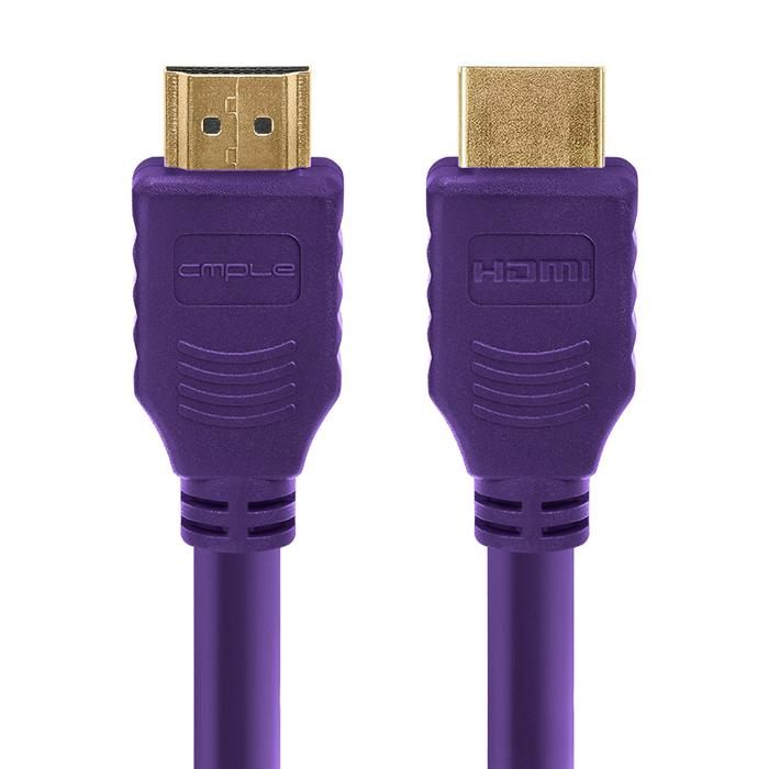 Cmple - HDMI Cable 3FT High Speed HDTV Ultra-HD (UHD) 3D, 4K @60Hz, 18Gbps 28AWG HDMI Cord Audio Return 3 Feet Purple