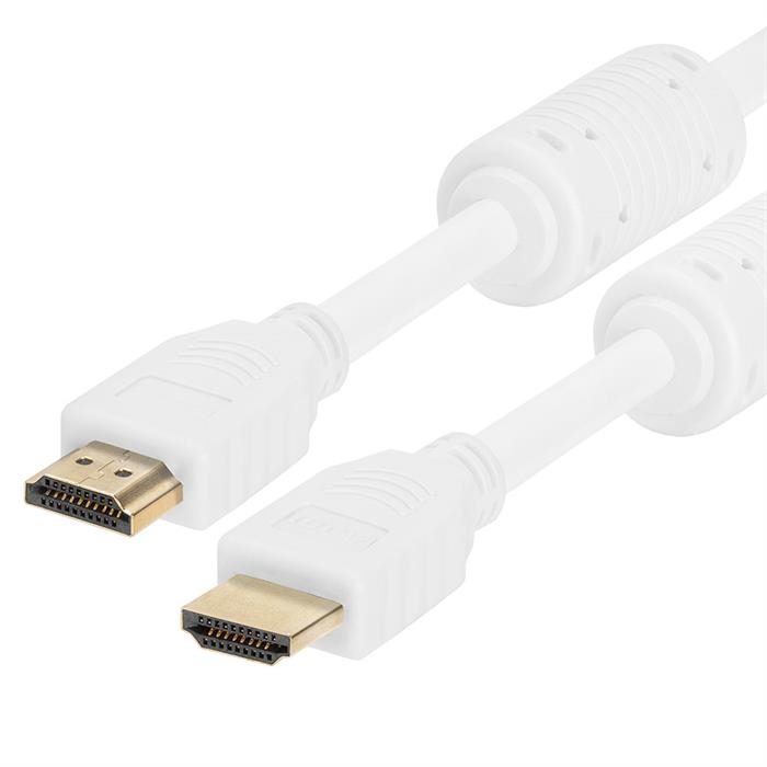 28 AWG High Speed HDMI Cable With Ferrite Cores - 6 Feet White