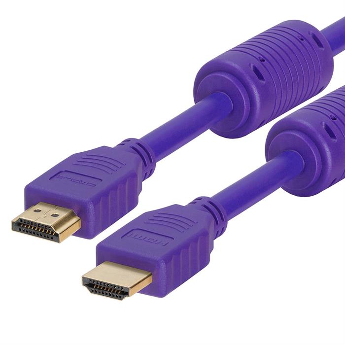 28 AWG High Speed HDMI Cable With Ferrite Cores - 6 Feet Purple