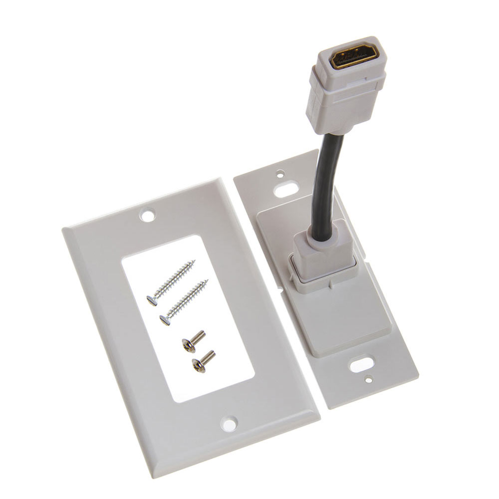 SF Cable, Dual Port HDMI White Wall Plate Kit 90 Degree Exit Ports