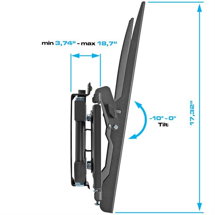 Side view - Heavy-Duty Full Motion Wall Mount For 32"-55" TVs