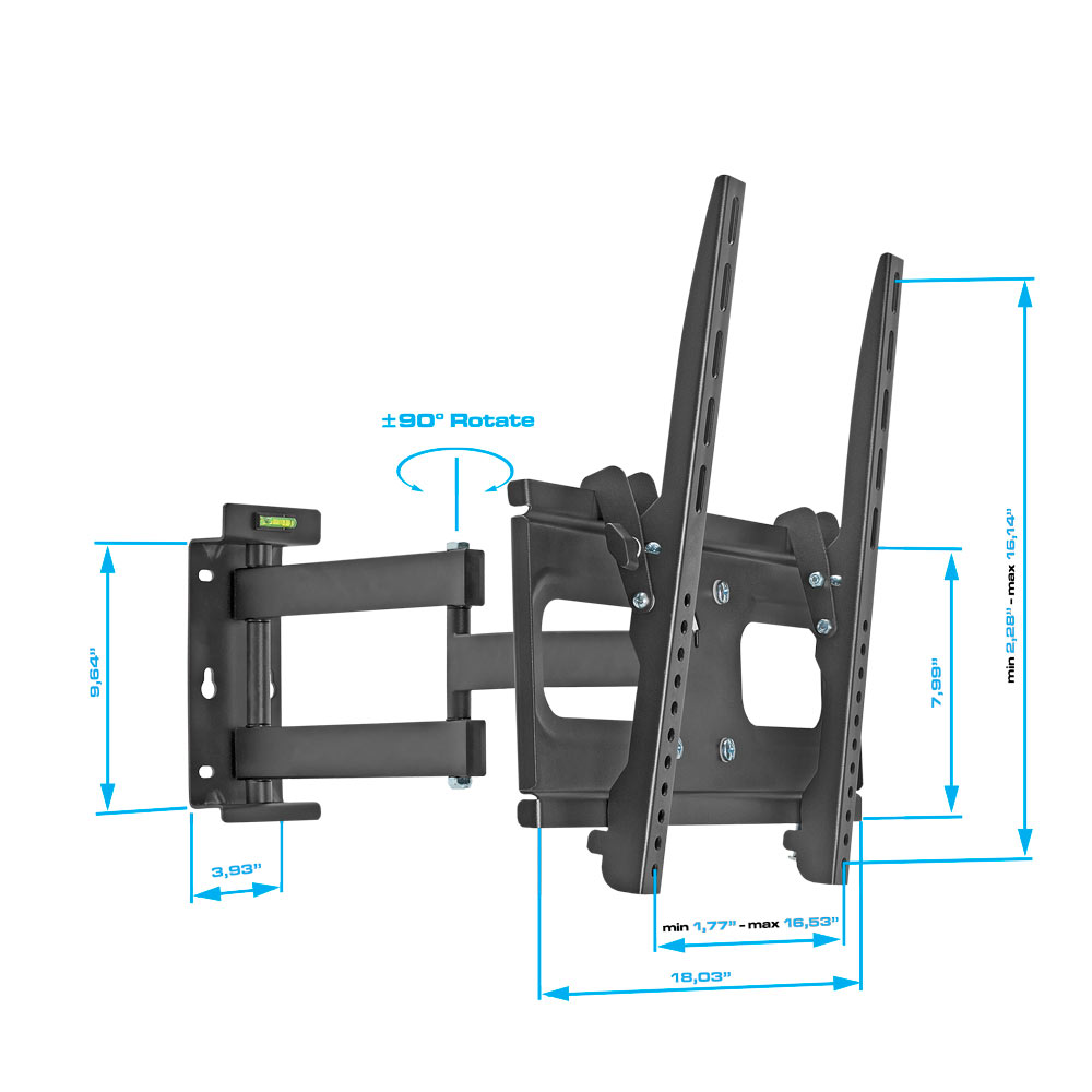 Full Motion TV Mount with Height Setting FOZIMOA TV Wall Mount for Most 32-65 inch LED LCD Plasma Flat Screen Articulating Swivel Tilt Extension TV Bracket up to 88lbs Loading Max VESA 400x400mm 