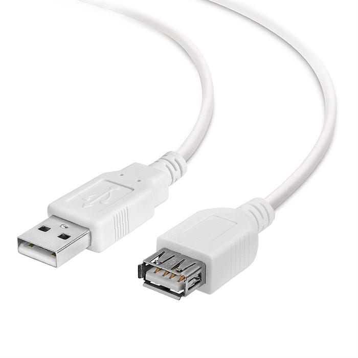 Cmple - High Speed USB to USB Extension Cable - Flexible Extender Cord - A Male to A Female Adapter Cable - USB 2.0 Extension Cable - 6 Feet White