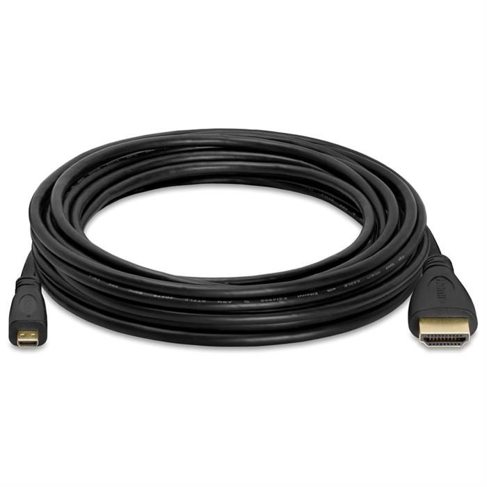 Cmple - Micro HDMI to HDMI Cable 15ft, Micro HDMI Cable Male to Male 4k Camera HDMI Cables for Capture Card, Video Camera, Action Camera, Pocket Camera - Black
