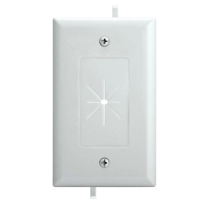 DataComm 45-0014-WH One-Gang Low-Voltage Cable Plate With Flexible Opening - White