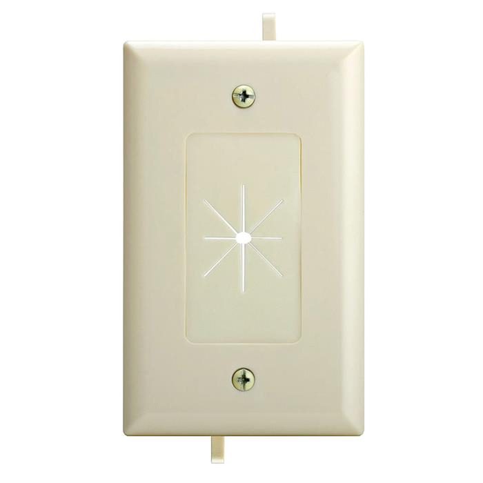 DataComm 45-0014-LA One-Gang Low-Voltage Cable Plate With Flexible Opening - Lite Almond 