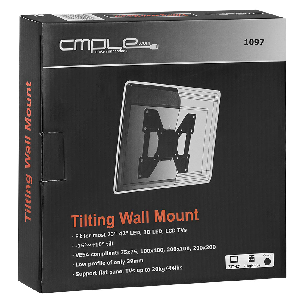 Ultra-Slim Black Adjustable Tilt/Tilting Wall Mount Bracket for HP LD4710 47 inch LCD Digital Signage Low Profile 