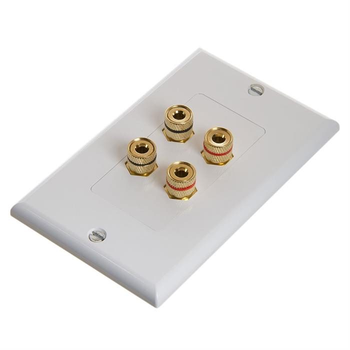 Speaker Wall Plate With Banana Binding Posts - Two Speakers