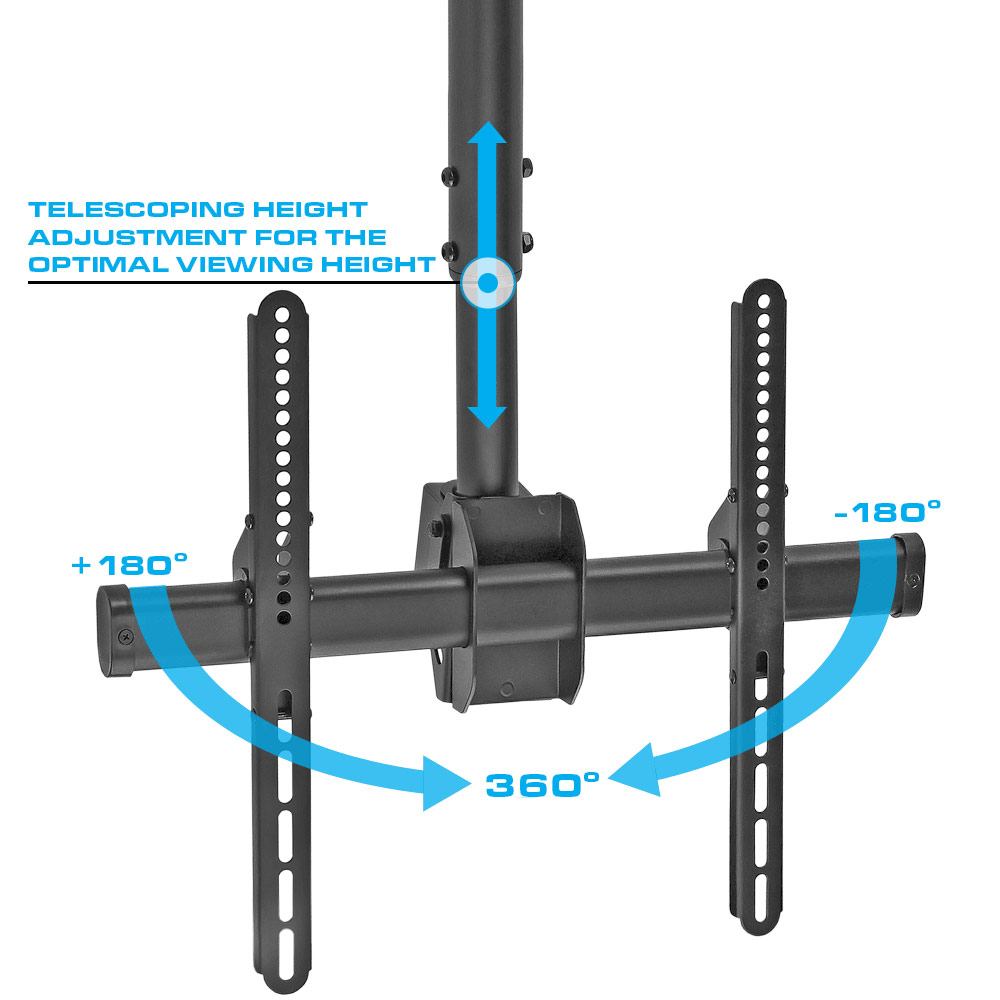 Cmple Telescopic Full Motion Tv Ceiling Mount For 37 70 Led Lcd Flat Screen Tvs Monitors Up To 50kg 110lbs 360 Rotation Tilt Adjustable