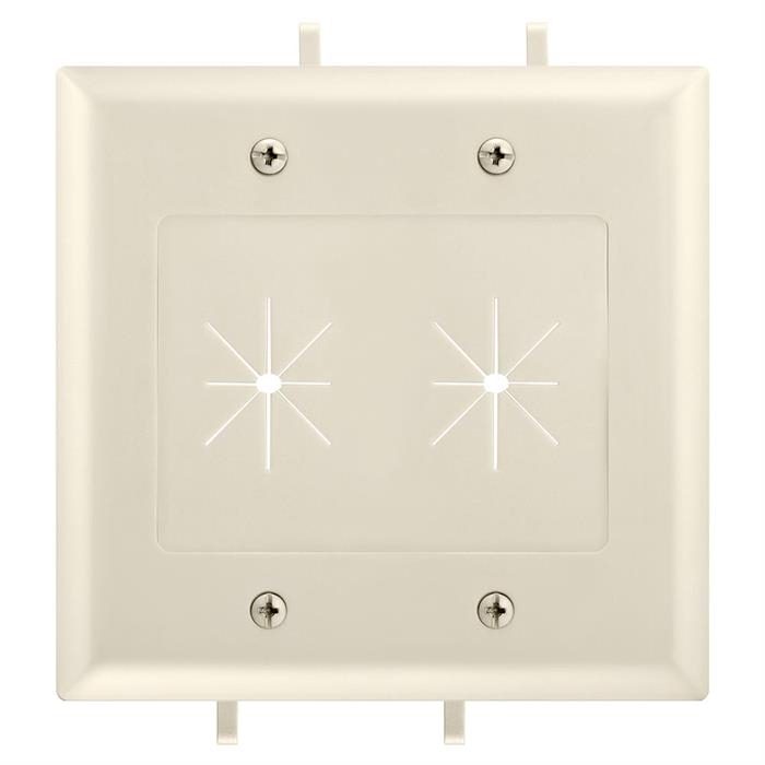 DataComm 45-0015-LA Two-Gang Low-Voltage Cable Plate With Flexible Opening - Lite Almond