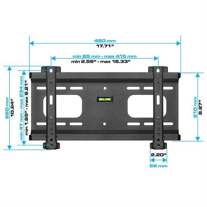 Dimensions - Ultra Slim Heavy-Duty Fixed TV Wall Mount For 23"-37" TV's