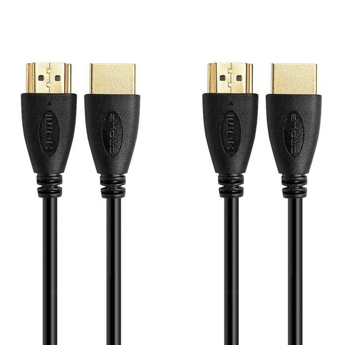 Cmple - Ultra Slim High Speed HDMI Cable HDMI 2.0 HDTV Cable - Supports Ethernet 3D 4K and Audio Return - 6FT (2 PACK)