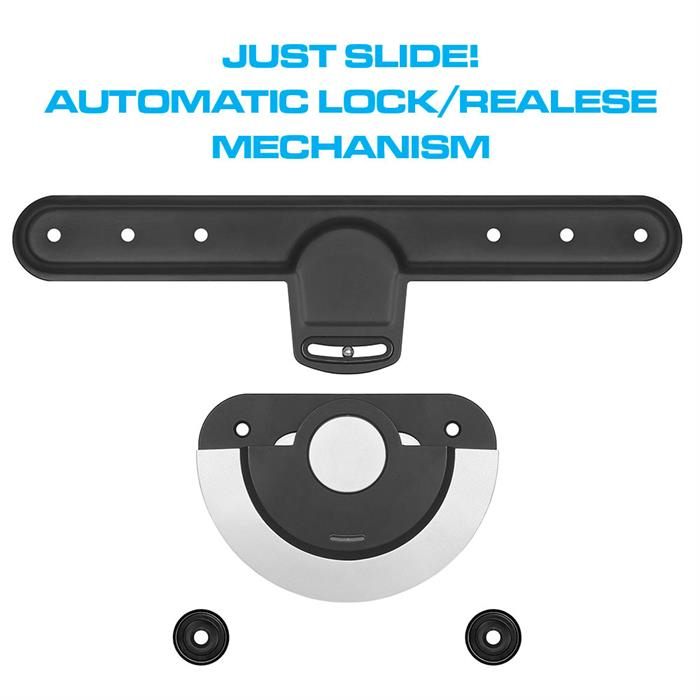Just slide automatic lock/release mechanism