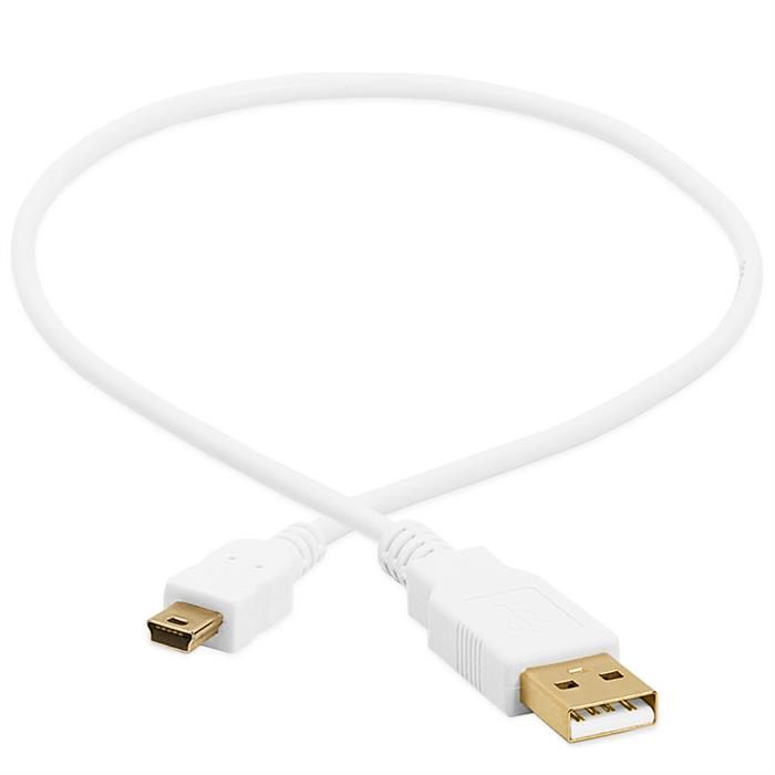 Cmple - USB 2.0 Cable A to Mini B 5 Pin Male High Speed USB Charger Data Cord Gold-Plated - 1.5 Feet White