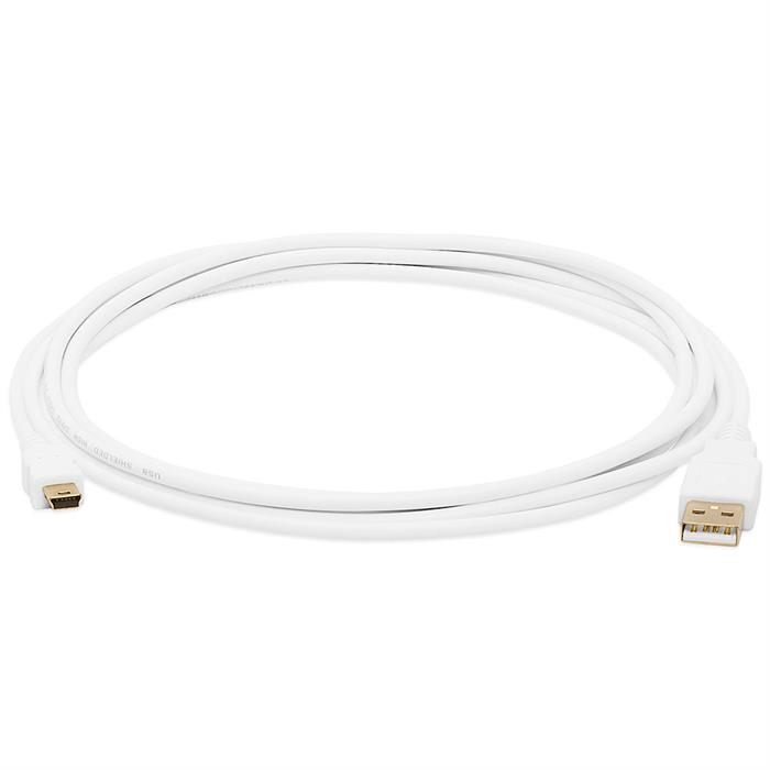 Cmple - USB 2.0 Cable A to Mini B 5 Pin Male High Speed USB Charger Data Cord Gold-Plated - 10 Feet White