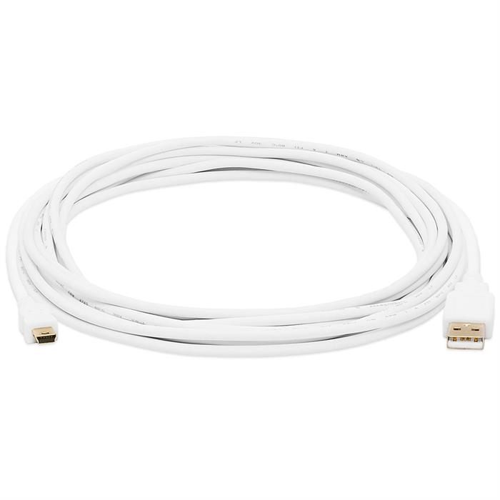 Cmple - USB 2.0 Cable A to Mini B 5 Pin Male High Speed USB Charger Data Cord Gold-Plated - 15 Feet White