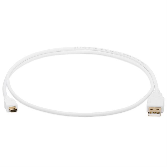 Cmple - USB 2.0 Cable A to Mini B 5 Pin Male High Speed USB Charger Data Cord Gold-Plated - 3 Feet White