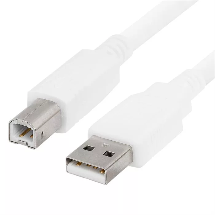 USB 2.0 A Male To B Male Cable - 6 Feet White