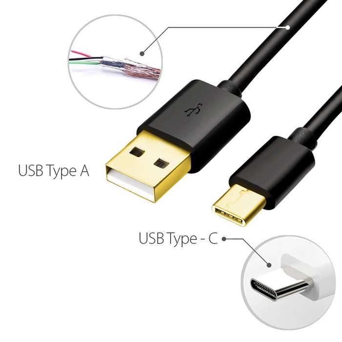 Cmple USB Type-C to USB-A 2.0 Male Charger Type C Fast Charging Cable - 10 Feet Black