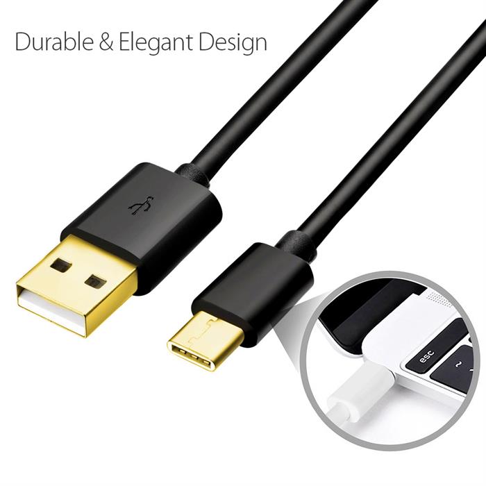 Cmple USB Type-C to USB-A 2.0 Male Charger Type C Fast Charging Cable - 3 Feet Black