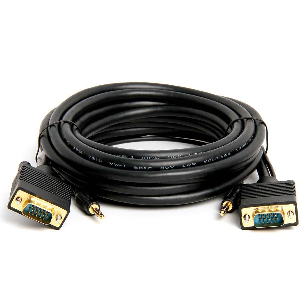DTECH 10 ft VGA Cable Male to Male 15 Pin SVGA Monitor Cord Computer Gold Plug 