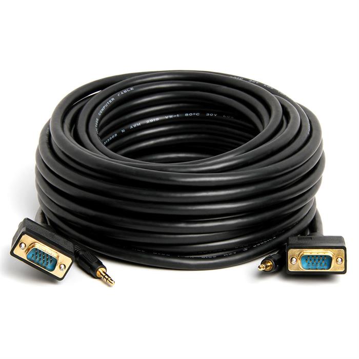 Cmple - VGA Cable Male to Male with 3.5mm Aux Audio Monitor SVGA PC 15 Pin Cord 50 Feet