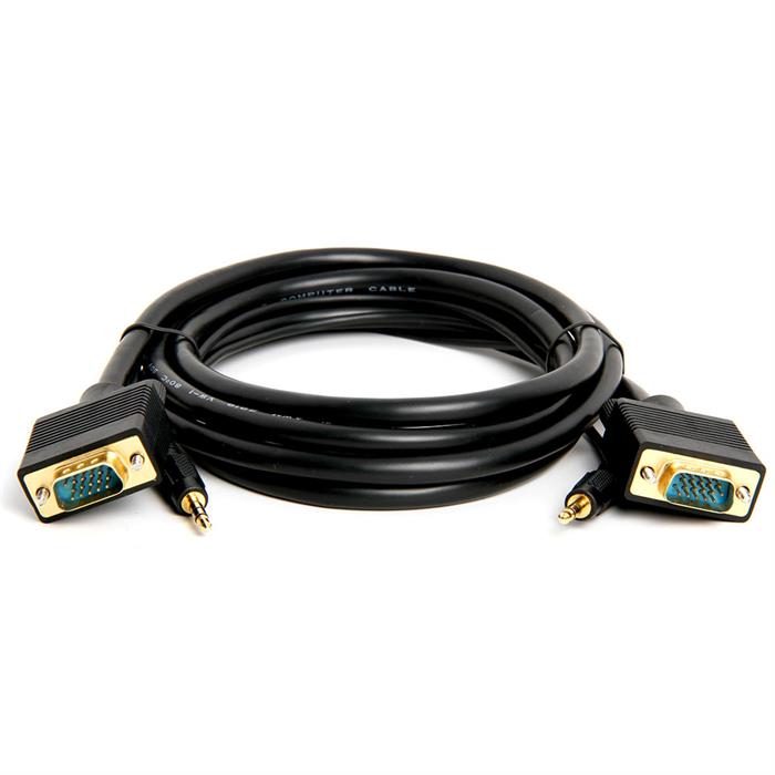 Cmple - VGA Cable Male to Male with 3.5mm Aux Audio Monitor SVGA PC 15 Pin Cord 6 Feet
