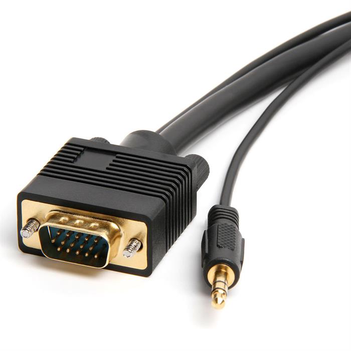 Cmple - VGA SVGA Monitor Cable, Gold Plated Connectors, Support Full HD Displays HDTVs (Male-to-Male) with 3.5mm Stereo Audio - 3 Feet