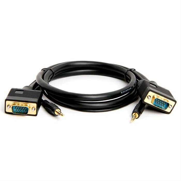 Cmple - VGA SVGA Monitor Cable, Gold Plated Connectors, Support Full HD Displays HDTVs (Male-to-Male) with 3.5mm Stereo Audio - 3 Feet