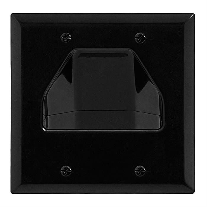 DataComm 45-0002-BK Two-Gang Low-Voltage Cable Wall Plate For Multiple Cables - Black
