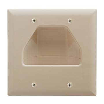 DataComm 45-0002-IV Two-Gang Low-Voltage Cable Wall Plate For Multiple Cables - Ivory
