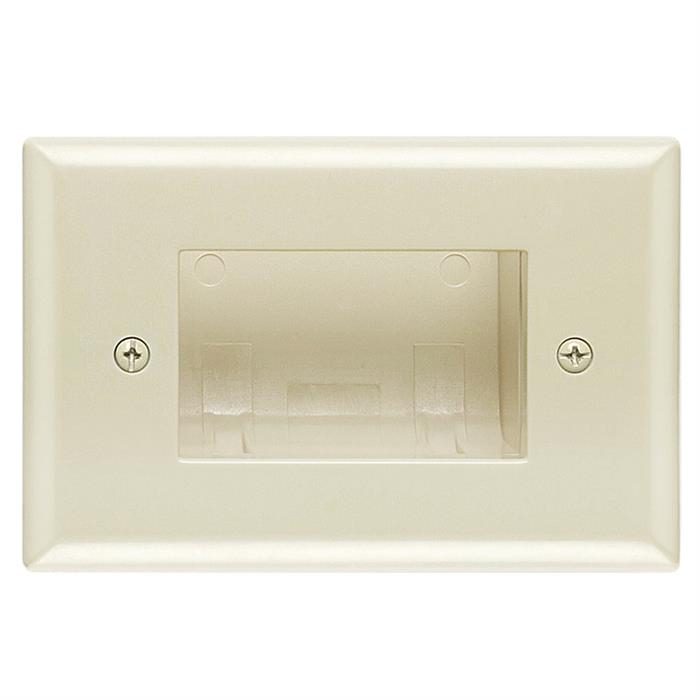 DataComm 45-0009-LA Recessed Easy Mount Low-Voltage Cable Wall Plate - Slim Fit, Almond
