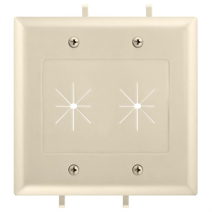 DataComm 45-0015-IV Two-Gang Low-Voltage Cable Plate With Flexible Opening - Ivory