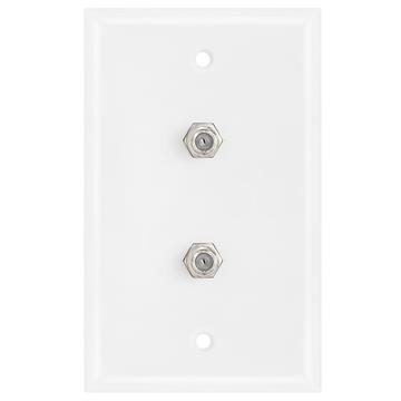 Dual Coaxial F-Connector Wall Plates for Cable TV, Satellite