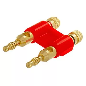 Dual Speaker Banana Plugs, 24K Gold Plated, Open Screw Type, Audio Plug for Amplifiers, Speakers - Red