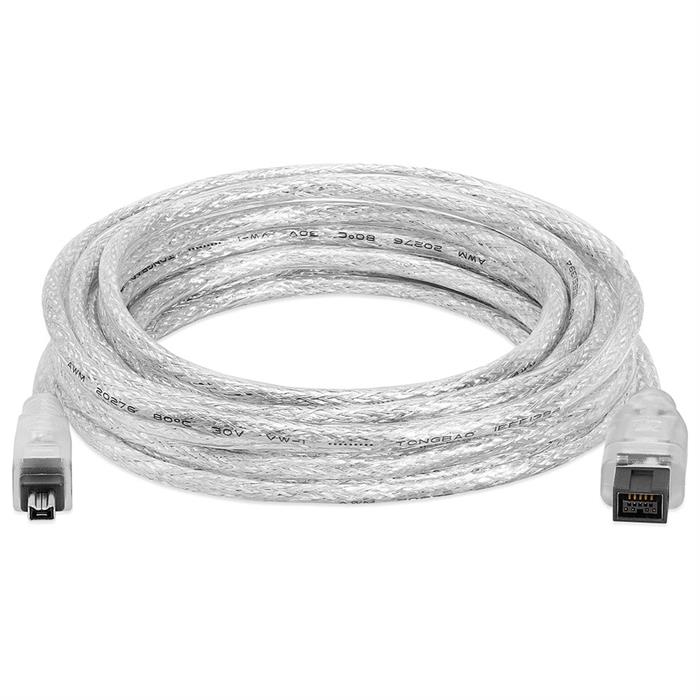 FireWire 800 9-Pin To FireWire 400 4-Pin Bilingual Cable - 15 Feet Clear