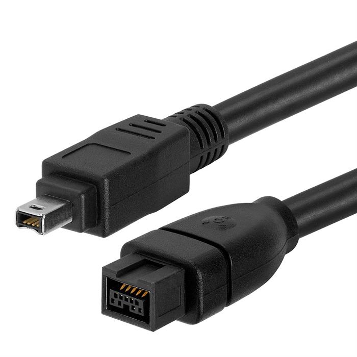 Cable Black 300cm 10-ft Firewire IEEE 1394 4-pin to 9-pin Connectors 