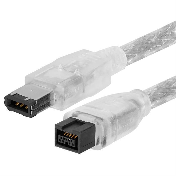 FireWire 800 9-Pin To FireWire 400 6-Pin Bilingual Cable – 15 Feet Clear