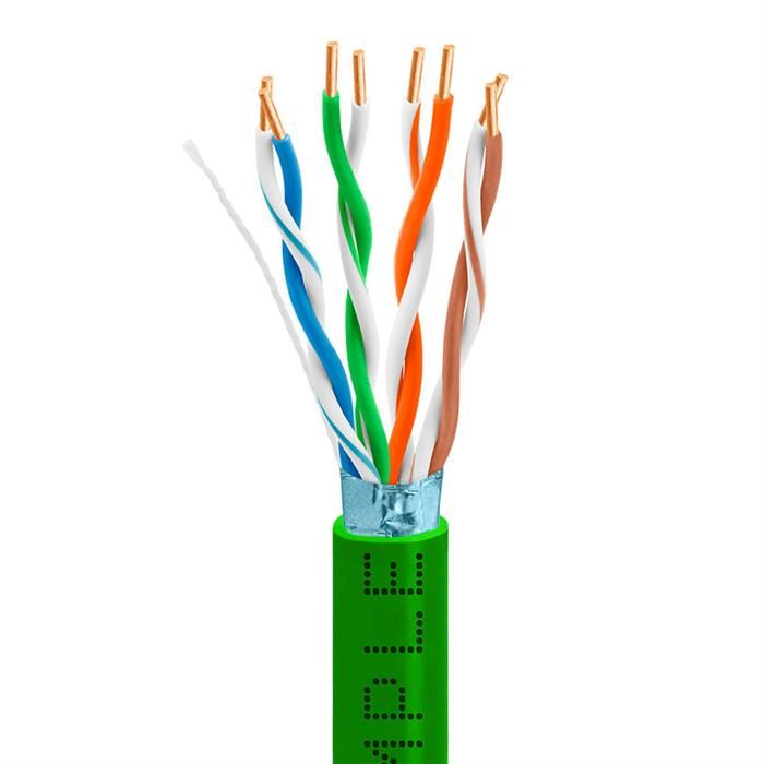 Shielded Cat5e Bulk Ethernet Cable Bare Copper 350MHz 1000 Feet Green	