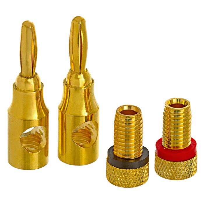 High-Quality Copper Speaker Banana Plugs - Open Screw Type, 1 PAIR