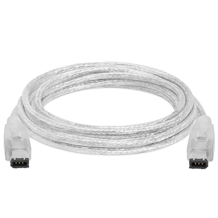 IEEE-1394 FireWire/iLink 6 Pin Male to Male DV Cable - 10 Feet Clear